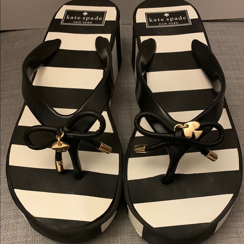 Kate Spade Black Platform Thugs Sandals